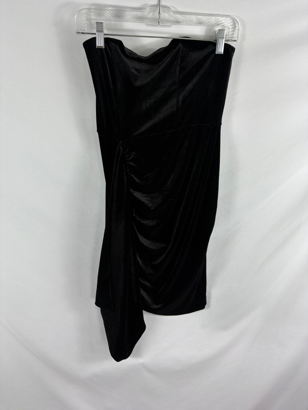 Express Velvet Strapless Ruched Dress Black Size small
